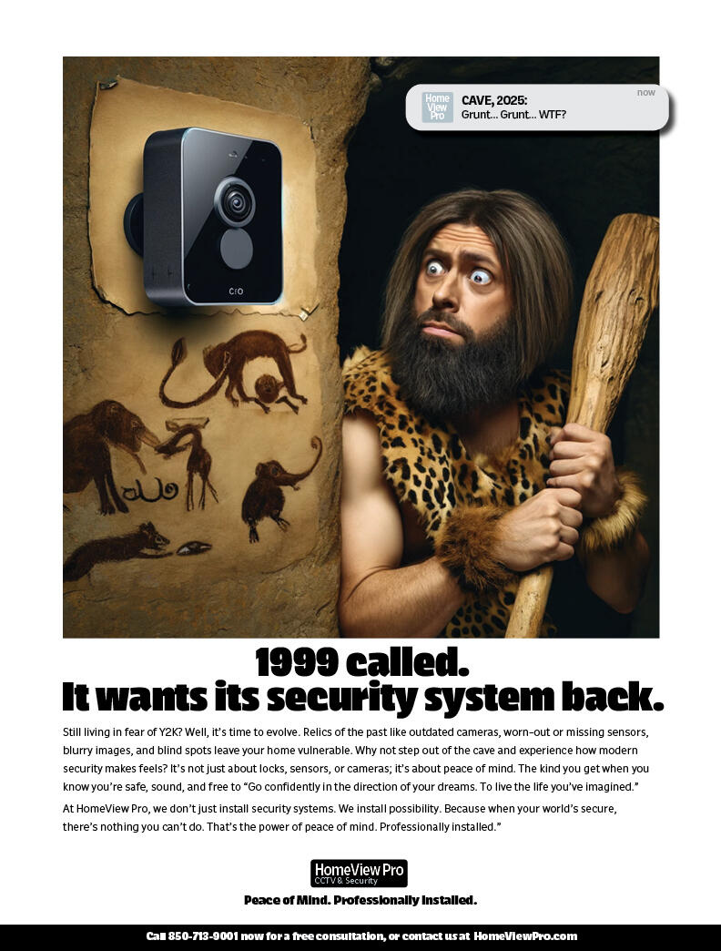 HomeView Security Caveman Meets Modern Tech Ad